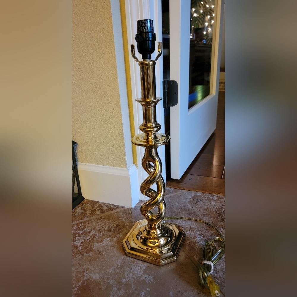 Vintage 21" Table Lamp - Gold BrassOpen Barley Twist-Mid CenturyModern, Large